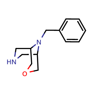 Chemical structure of 9-benzyl-3-oxa-7,9-diazabicyclo[3.3.1]nonane , CAS 864448-39-5, AChemBlock U134867