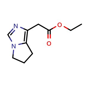 Chemical structure of ethyl 2-(6,7-dihydro-5H-pyrrolo[1,2-c]imidazol-1-yl)acetate , CAS 869113-97-3, AChemBlock U134872