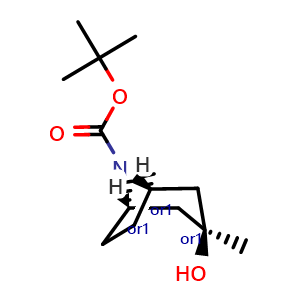 Chemical structure of tert-butyl endo-3-hydroxy-3-methyl-8-azabicyclo[3.2.1]octane-8-carboxylate , CAS 870889-86-4, AChemBlock U134875