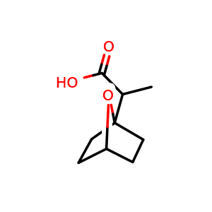 Chemical structure of 2-(7-oxabicyclo[2.2.1]heptan-1-yl)propanoic acid , CAS 874204-47-4, AChemBlock U134879