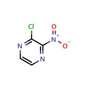 Chemical structure of 2-chloro-3-nitro-pyrazine , CAS 87885-43-6, AChemBlock U134882