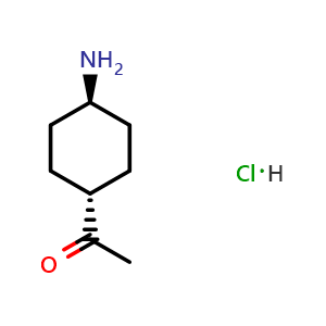 Chemical structure of trans-1-(4-aminocyclohexyl)ethanone hydrochloride , CAS 879876-86-5, AChemBlock U134884