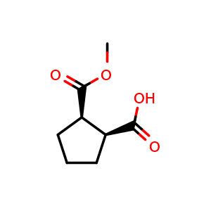 Chemical structure of (1S,2R)-2-methoxycarbonylcyclopentanecarboxylic acid , CAS 88315-64-4, AChemBlock U134887