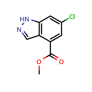 Chemical structure of methyl 6-chloro-1H-indazole-4-carboxylate , CAS 885519-72-2, AChemBlock U134889