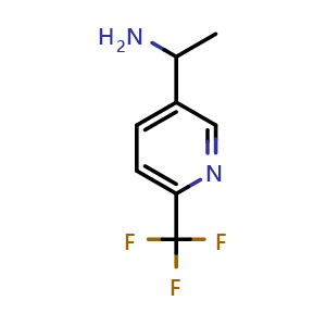 Chemical structure of 1-[6-(trifluoromethyl)-3-pyridyl]ethanamine , CAS 886364-82-5, AChemBlock U134890