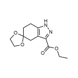 Chemical structure of ethyl 1,4,6,7-tetrahydrospiro[indazole-5,2'-[1,3]dioxolane]-3-carboxylate , CAS 913558-29-9, AChemBlock U134914