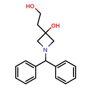 Chemical structure of 1-benzhydryl-3-(2-hydroxyethyl)azetidin-3-ol , CAS 934665-27-7, AChemBlock U134944