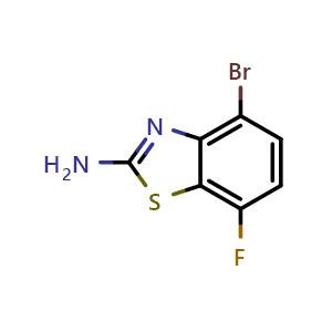 Chemical structure of 4-bromo-7-fluoro-1,3-benzothiazol-2-amine , CAS 942473-89-4, AChemBlock U134952