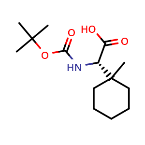 Chemical structure of (2S)-2-(tert-butoxycarbonylamino)-2-(1-methylcyclohexyl)acetic acid , CAS 951789-86-9, AChemBlock U134958