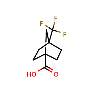 Chemical structure of 4-(trifluoromethyl)norbornane-1-carboxylic acid , CAS 952403-55-3, AChemBlock U134959