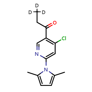 Chemical structure of 1-(4-chloro-6-(2,5-dimethyl-1H-pyrrol-1-yl)pyridin-3-yl)propan-1-one-3,3,3-d3 , AChemBlock U134973