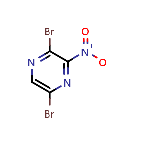 Chemical structure of 2,5-Dibromo-3-nitropyrazine , CAS 1245645-88-8, AChemBlock U134974