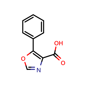 Chemical structure of 5-Phenyloxazole-4-carboxylic acid , CAS 99924-18-2, AChemBlock U134980