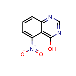 Chemical structure of 5-Nitro-4-hydroxyquinazoline , CAS 99768-67-9, AChemBlock U134984