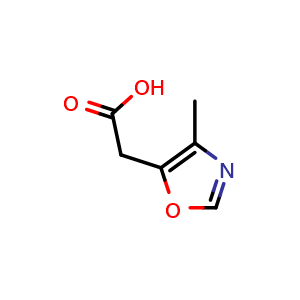 Chemical structure of 4-Methyloxazole-5-acetic acid , CAS 98140-74-0, AChemBlock U134999