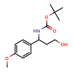 Chemical structure of 3-(Boc-amino)-3-(4-methoxyphenyl)-1-propanol , CAS 96363-26-7, AChemBlock U135019