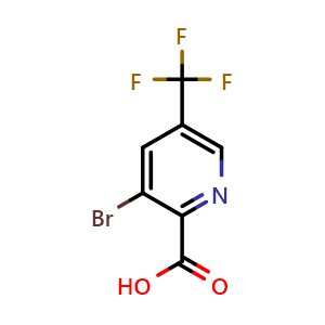 Chemical structure of 3-bromo-5-(trifluoromethyl)-2-pyridinecarboxylic acid , CAS 959245-76-2, AChemBlock U135029