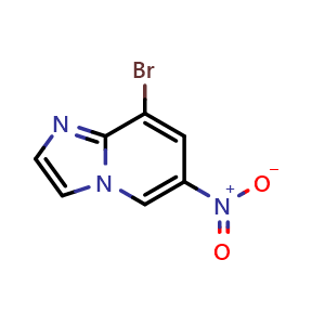 Chemical structure of 8-bromo-6-nitro-imidazo[1,2-a]pyridine , CAS 957187-28-9, AChemBlock U135033