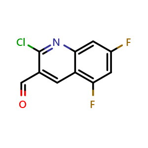 Chemical structure of 2-Chloro-5,7-difluoroquinoline-3-carbaldehyde , CAS 956631-90-6, AChemBlock U135037