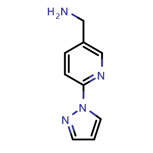 Chemical structure of 5-(Aminomethyl)-2-(1-pyrazolyl)pyridine , CAS 956191-88-1, AChemBlock U135040