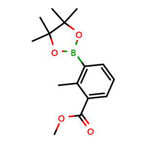 Chemical structure of methyl 2-methyl-3-(tetramethyl-1,3,2-dioxaborolan-2-yl)benzoate , CAS 955929-54-1, AChemBlock U135042