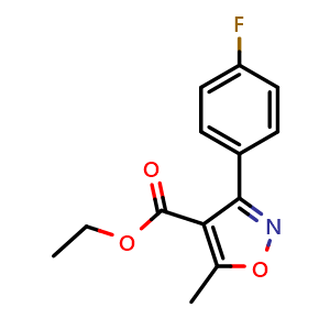 Chemical structure of Ethyl 3-(4-Fluorophenyl)-5-methylisoxazole-4-carboxylate , CAS 954230-39-8, AChemBlock U135047