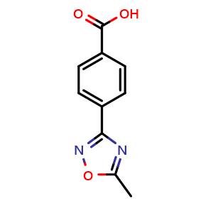 Chemical structure of 4-(5-Methyl-1,2,4-oxadiazol-3-yl)benzoic acid , CAS 95124-68-8, AChemBlock U135059