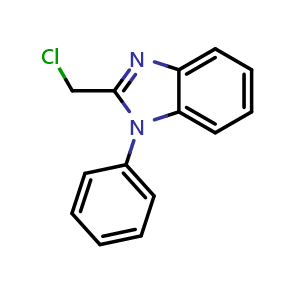 Chemical structure of 2-(Chloromethyl)-1-phenyl-1H-benzimidazole , CAS 94937-86-7, AChemBlock U135064