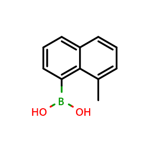 Chemical structure of 8-Methyl-1-naphthaleneboronic acid , CAS 948592-91-4, AChemBlock U135069