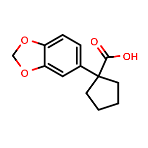 Chemical structure of 1-(1,3-Benzodioxol-5-yl)cyclopentanecarboxylic acid , CAS 945244-30-4, AChemBlock U135092