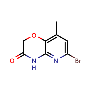 Chemical structure of 6-Bromo-8-methyl-2H-pyrido[3,2-b][1,4]oxazin-3(4H)-one , CAS 943994-62-5, AChemBlock U135112