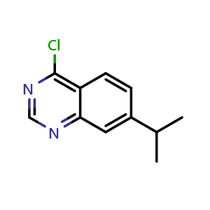 Chemical structure of 4-Chloro-7-isopropylquinazoline , CAS 943780-24-3, AChemBlock U135114