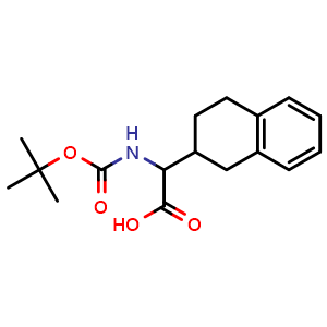 Chemical structure of 2-(Boc-amino)-2-(1,2,3,4-tetrahydro-2-naphthyl)acetic acid , CAS 936214-27-6, AChemBlock U135151