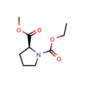 Chemical structure of Methyl (S)-1-(Ethoxycarbonyl)pyrrolidine-2-carboxylate , CAS 93423-88-2, AChemBlock U135161