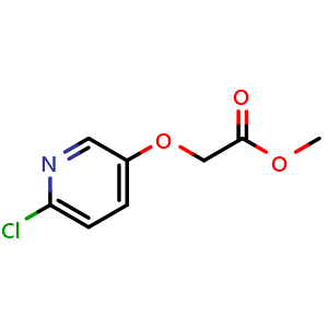 Chemical structure of Methyl 2-[(6-Chloro-3-pyridyl)oxy]acetate , CAS 928118-49-4, AChemBlock U135191