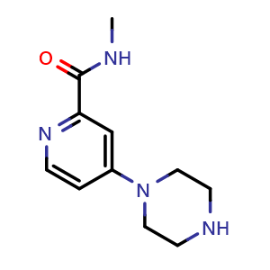 Chemical structure of N-Methyl-4-(1-piperazinyl)pyridine-2-carboxamide , CAS 926244-85-1, AChemBlock U135195