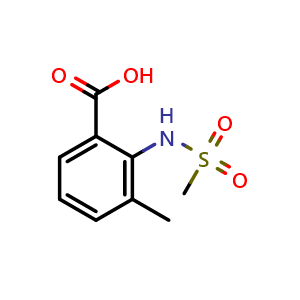 Chemical structure of 3-Methyl-2-(methylsulfonamido)be nzoic acid , CAS 926206-21-5, AChemBlock U135197