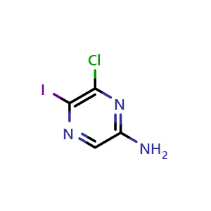 Chemical structure of 2-Amino-6-chloro-5-iodopyrazine , CAS 925678-00-8, AChemBlock U135200
