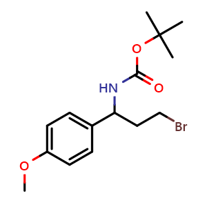 Chemical structure of 1-(Boc-amino)-3-bromo-1-(4-methoxyphenyl)propane , CAS 924818-01-9, AChemBlock U135204