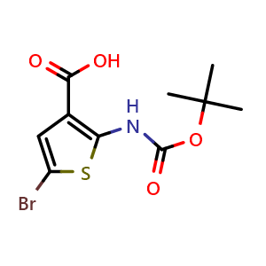 Chemical structure of 5-Bromo-2-(Boc-amino)thiophene-3-carboxylic acid , CAS 923010-34-8, AChemBlock U135209