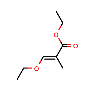 Chemical structure of Ethyl 3-Ethoxy-2-methylacrylate , CAS 92145-32-9, AChemBlock U135213