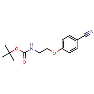 Chemical structure of 4-(Boc-aminoethyloxy)benzonitrile , CAS 919085-52-2, AChemBlock U135221