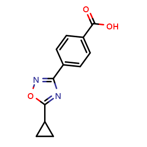 Chemical structure of 4-(5-Cyclopropyl-1,2,4-oxadiazol-3-yl)benzoic acid , CAS 915920-27-3, AChemBlock U135236