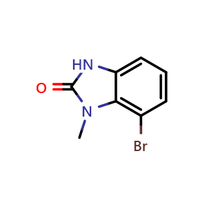 Chemical structure of 7-bromo-1-methyl-1,3-dihydro-2H-benzo[d]imidazol-2-one , CAS 913297-44-6, AChemBlock U135253