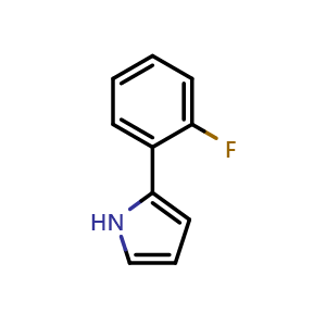 Chemical structure of 2-(2-Fluorophenyl)-1H-pyrrole , CAS 912361-55-8, AChemBlock U135260