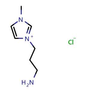 Chemical structure of 3-(3-Aminopropyl)-1-methyl-3-imidazolium Chloride , CAS 909412-59-5, AChemBlock U135268