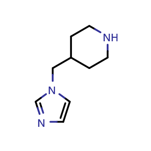 Chemical structure of 4-[(1-Imidazolyl)methyl]piperidine , CAS 90748-03-1, AChemBlock U135280