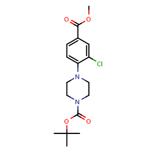 Chemical structure of Methyl 4-(4-Boc-1-piperazinyl)-3-chlorobenzoate , CAS 906559-46-4, AChemBlock U135287