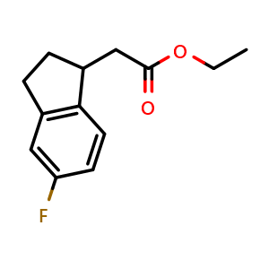 Chemical structure of Ethyl 5-Fluoro-2,3-dihydroindene-1-acetate , CAS 904290-44-4, AChemBlock U135301