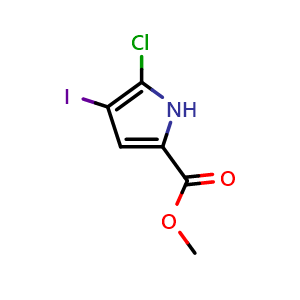 Chemical structure of Methyl 5-Chloro-4-iodo-1H-pyrrole-2-carboxylate , CAS 903560-51-0, AChemBlock U135306